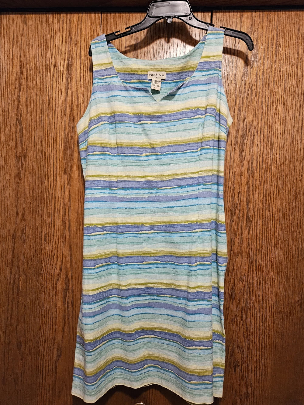 Studio Ease Sleeveless Striped Summer Dress in Blue/Green